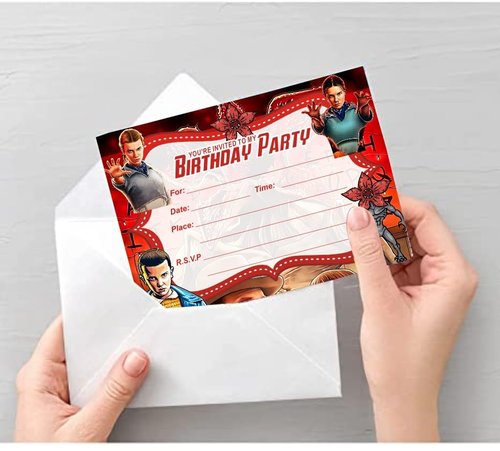 DSOE 16pcs Stranger Season 5 Things Birthday lnvitation Cards Gift Cards with Envelopes for Stranger Season 5 Things Theme Party Supplies