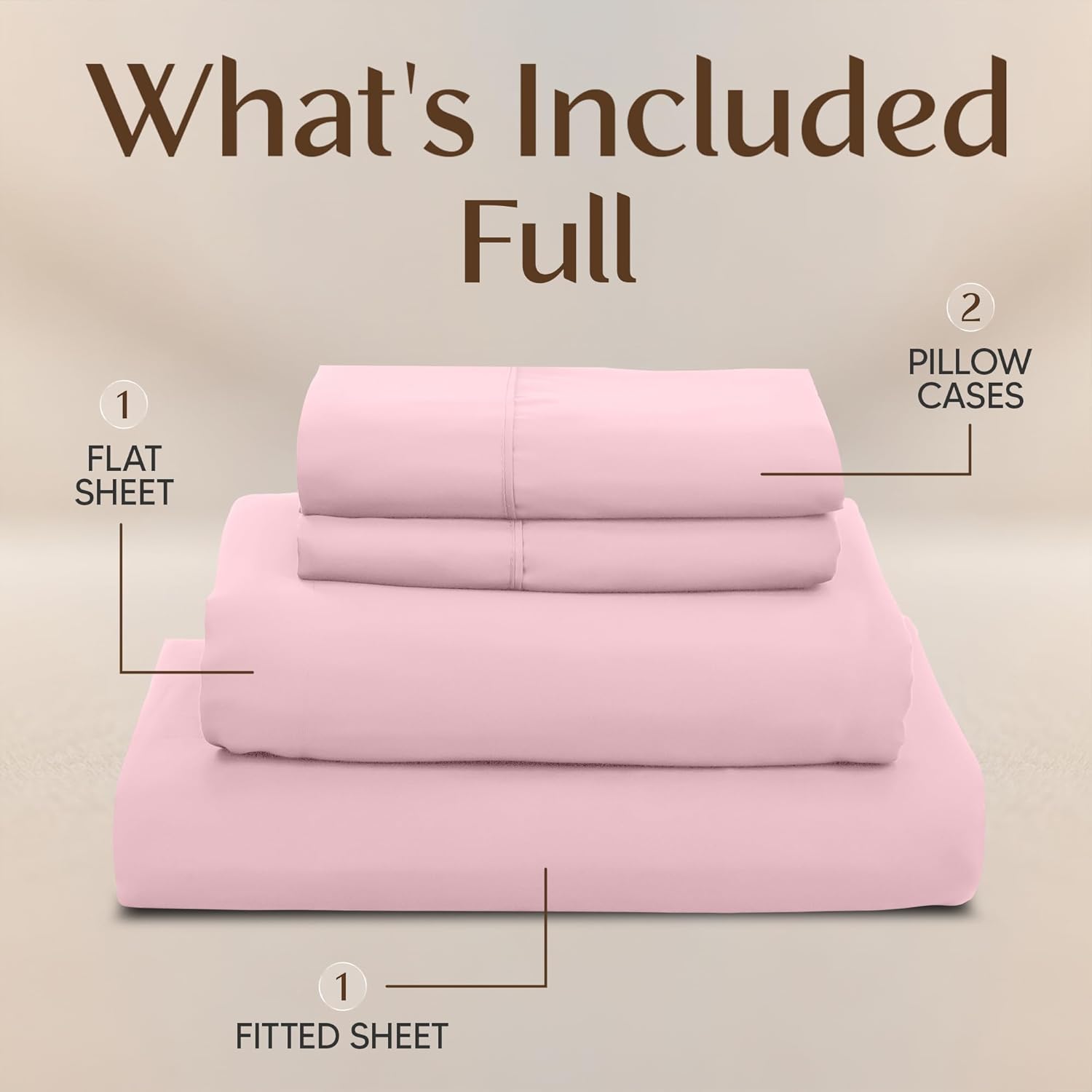 Utopia Bedding Full Bed Sheets Set - 4-Piece Brushed Microfiber - Fade & Shrink Resistant | Full Size, Pink