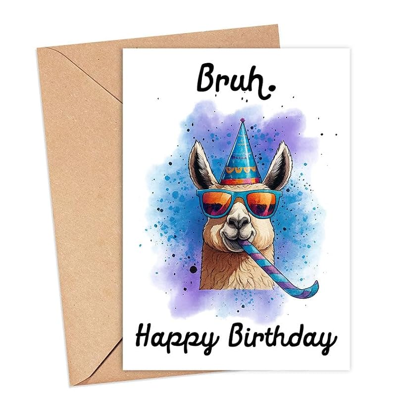 Funny Bruh Birthday Card for Kids - G.O.A.T Llama Design