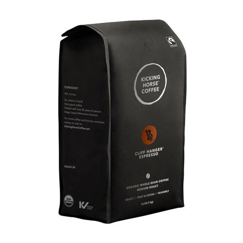 Kicking Horse Coffee - Cliff Hanger Espresso Medium Roast Whole Bean - Certified Organic, Fairtrade, 2.2 lb
