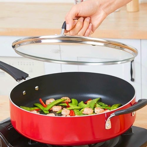 Lodge 12-Inch Tempered Glass Lid - Fits 12" Cast Iron Skillets & 7QT Dutch Ovens | Stainless Steel Handle