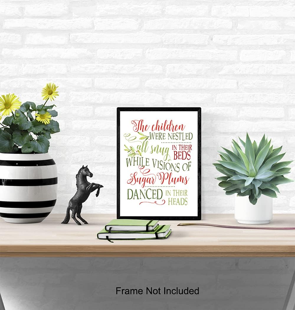 Regine Switzerland Twas The Night Before Christmas Wall Art - Cute Santa Claus Holiday Decor - Festive Home Decoration