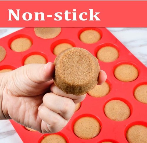 CAKETIME Silicone Mini Muffin Pan - Nonstick 24-Cup Baking Tray | 2-Pack for Perfect Cupcakes