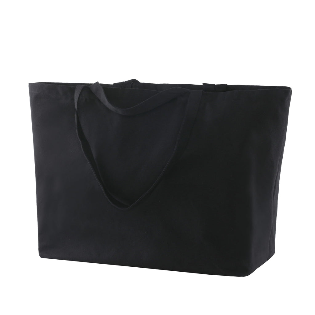 27 Inch Extra Large Canvas Shopping Bags Jumbo Heavy Duty Reusable Grocery Bags Bulk Blank Tote Bags with Double Handle (6, Black)
