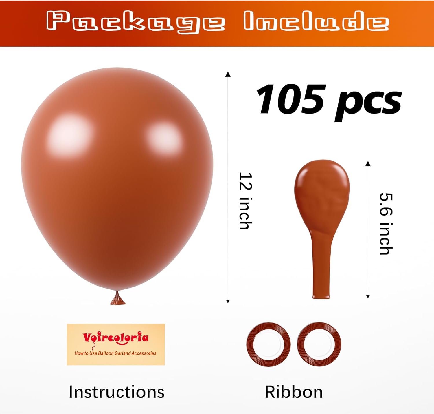 Voircoloria 12-Inch Coffee Balloons - 105pcs Latex Party Balloons for Birthdays & Celebrations