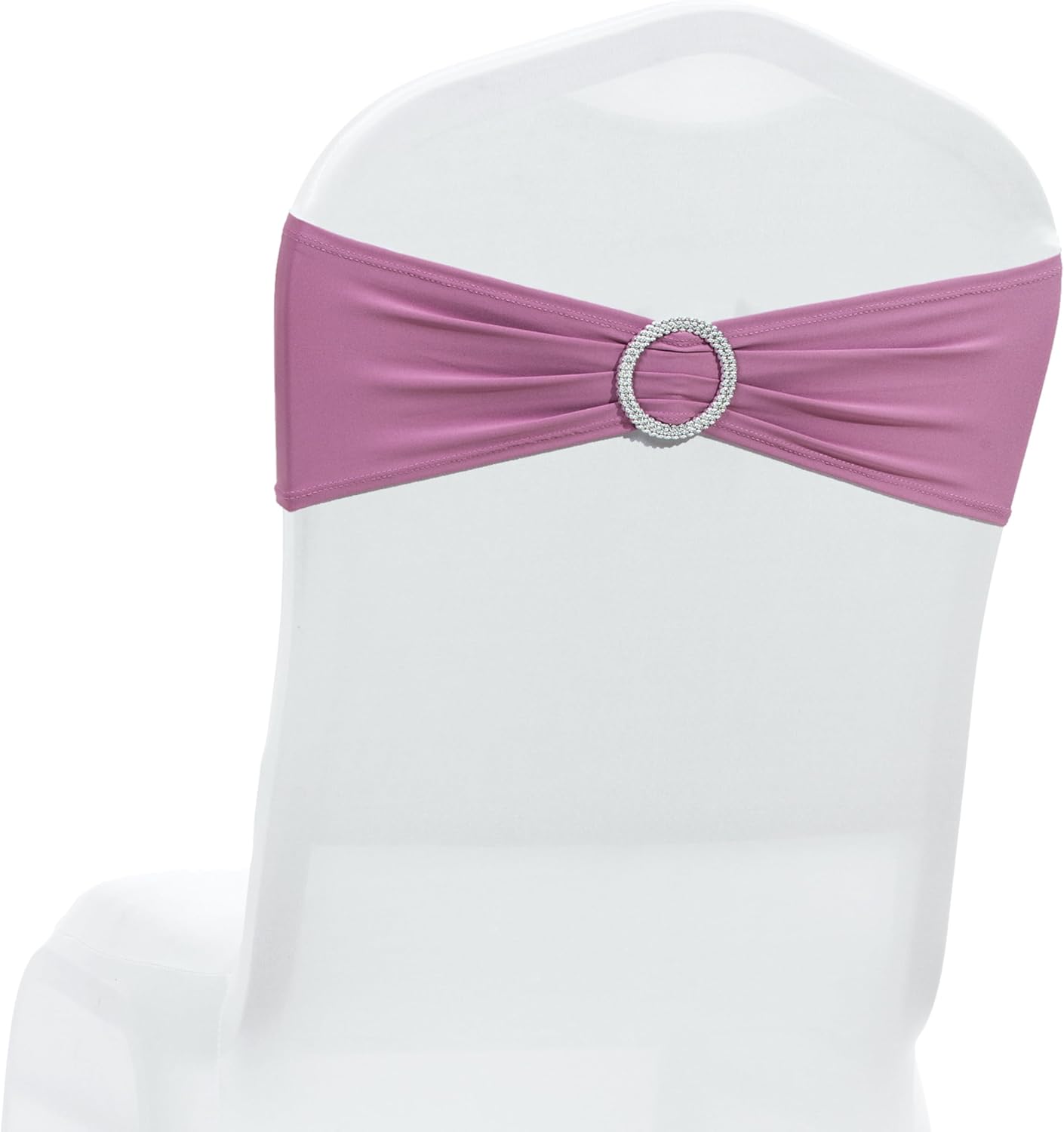 MDS Spandex Chair Sashes - Universal Fit Elastic Stretch Bands with Buckle for Weddings | Dusty Pink, Pack of 250