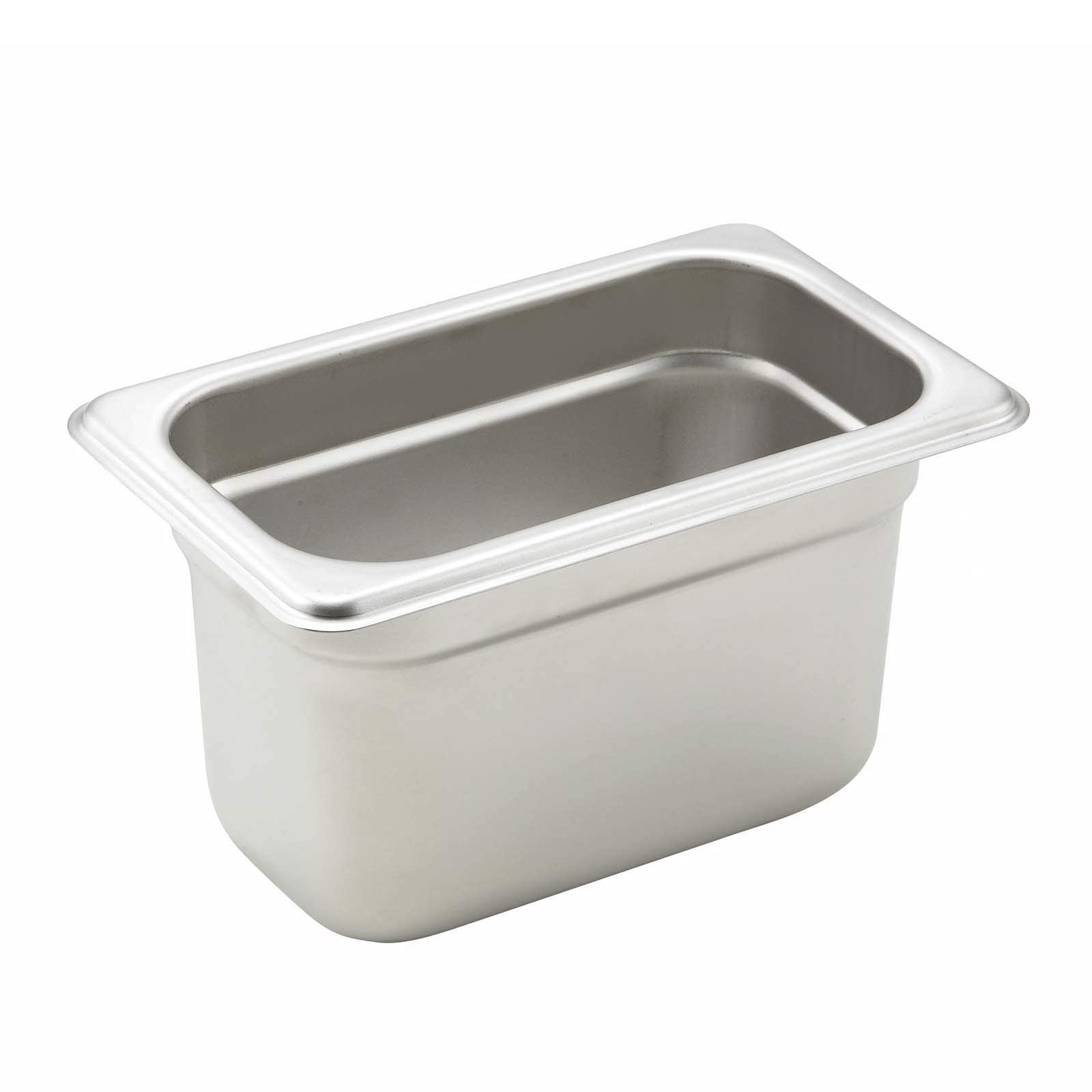 Winco 1/9 Size 4" Deep Metal Food Pan/Steam Table Pan, Anti-Jam, 22 Gauge
