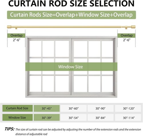 Gold Adjustable Curtain Rods by [Brand Name] - 5/8” Diameter, 30-45 Inch for Small Windows | 2 Pack with Brackets