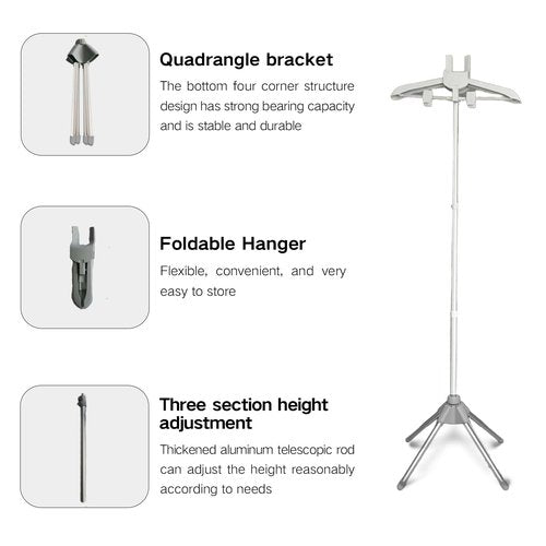 SNJGDA Garment Steamer Rack with Ironing Gloves for Clothes, Foldable Garment & Clothes Drying Rack, Adjustable Height, Garment Hanger Drying Rack for Including Ironing Gloves, Clothes Rac (Grey)