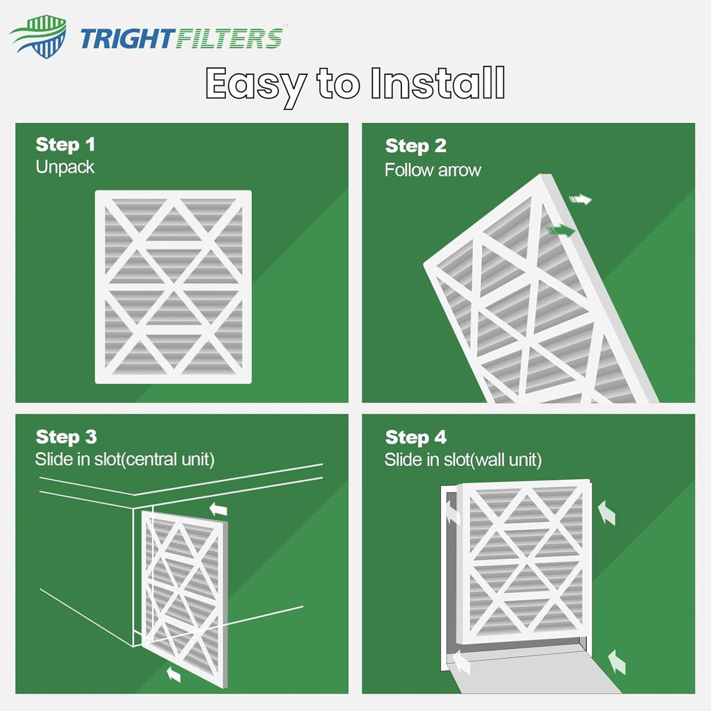 TRIGHTFILTERS 20x20x1 Air Filter - Durable MERV 8 Pleated HVAC Replacement | 2 Pack, Lightweight Design