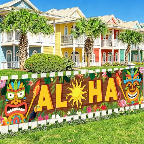 Sealmic Orange Hawaiian Aloha Banner & Tiki Party Decorations for Luau Beach Summer Event