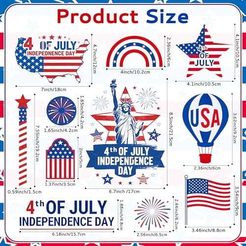 4th of July Window Clings - 9 Sheets Patriotic Decor
