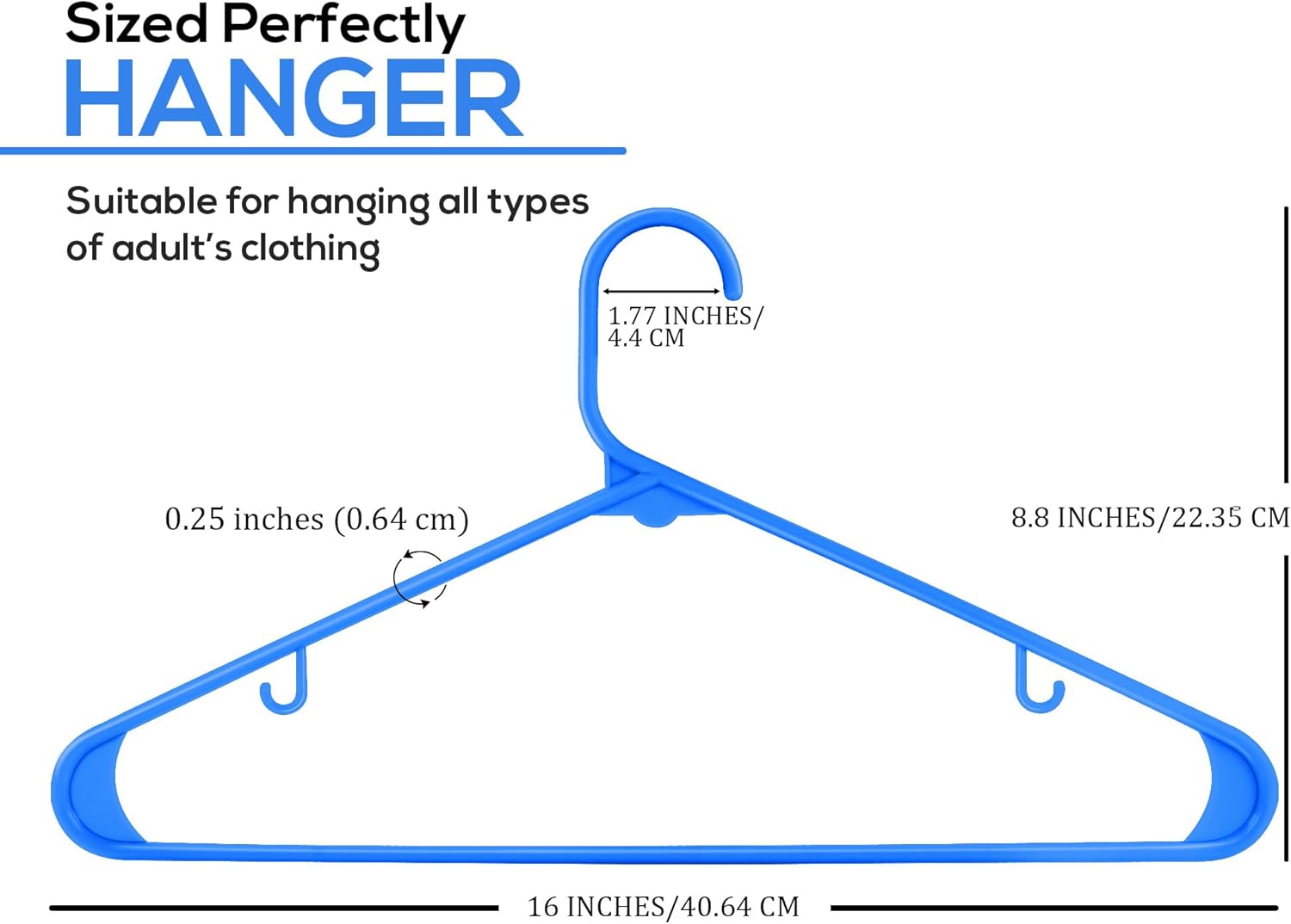 Utopia Home Plastic Hangers - Durable Space-Saving Clothes Hangers with Hooks | 30 Pack (Blue)