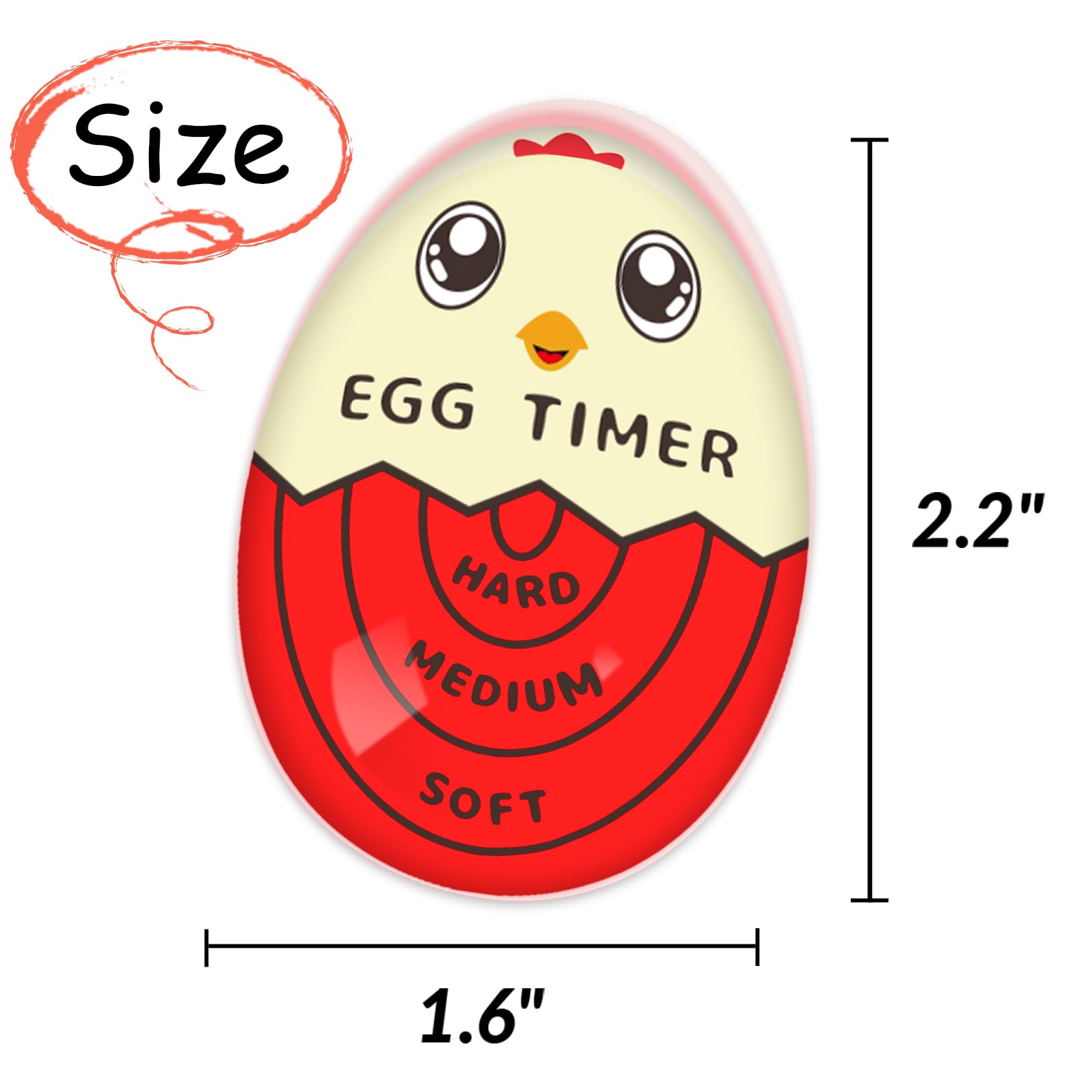 Lasubst Egg Timer that Goes in Water for Soft Medium Hard Boiled Eggs, 1 Red 1 Green