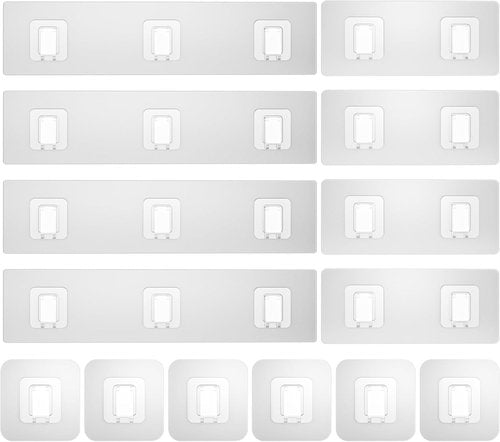 Lsnisni Shower Caddy Adhesive Strips - Waterproof Replacement Hooks for Bathroom & Kitchen Storage | 14 Pack, Clear