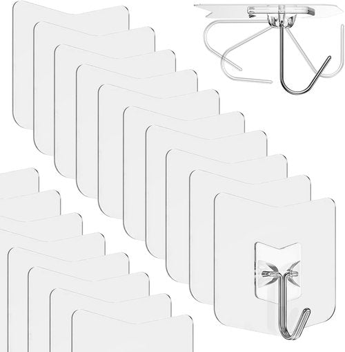 Heavy Duty Shower Hooks by [Brand Name] - 12 Pack, No Drill Adhesive Hooks for Towel & Bathroom Use