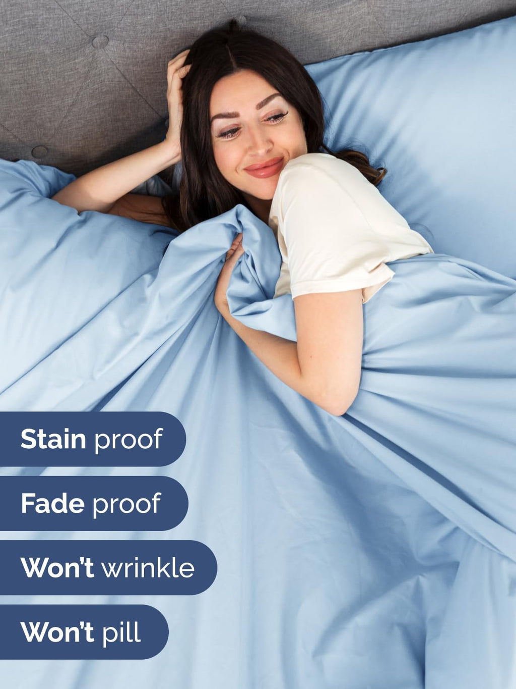 Skiennix Extra Deep Split King Sheet Set - 7-Piece Breathable Cooling Bedding - Soft, Wrinkle-Free Light Blue