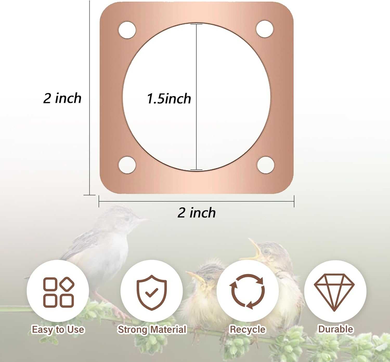 Skiennix Birdhouse Predator Guard - Copper Metal Protector for Eastern Bluebirds | 1.5-Inch Hole