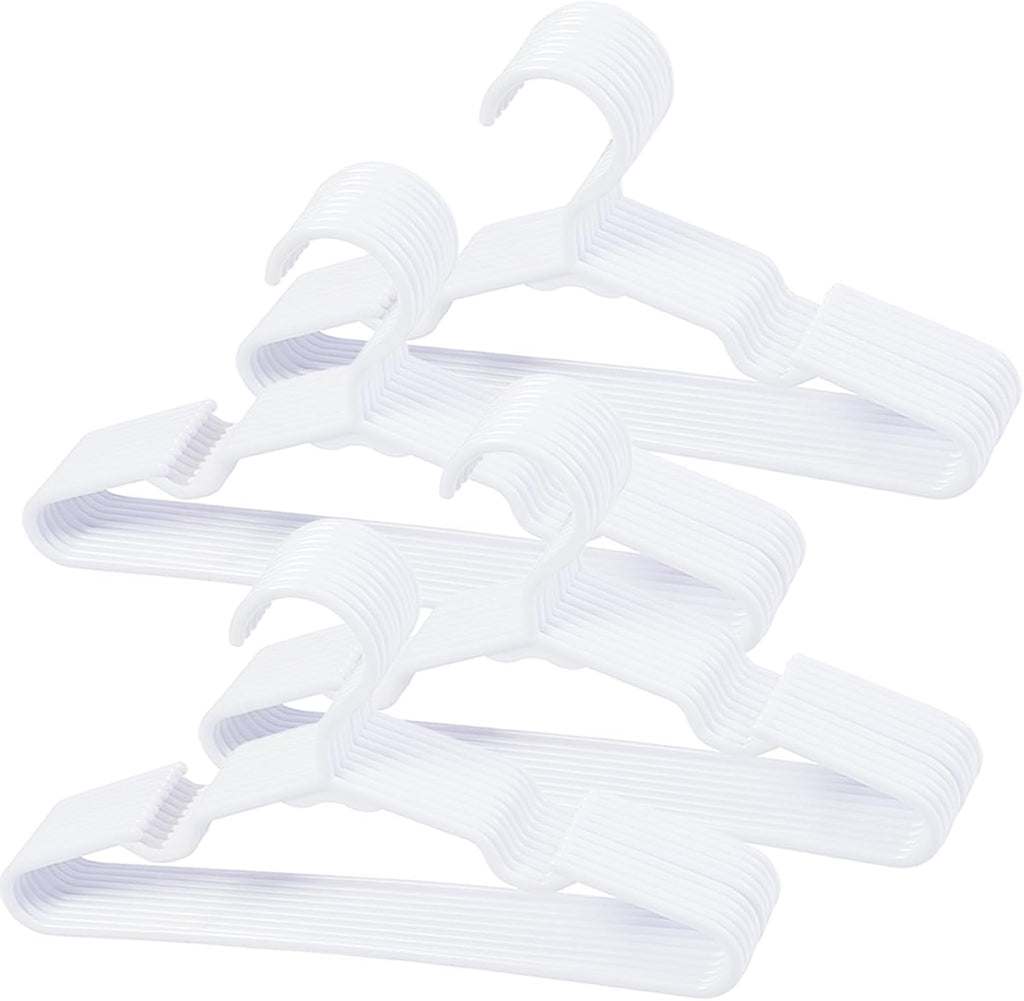 Skiennix 40 Pcs White Baby Nursery Closet Hangers - Non-Slip Infant Pant Hangers for Newborn Clothes