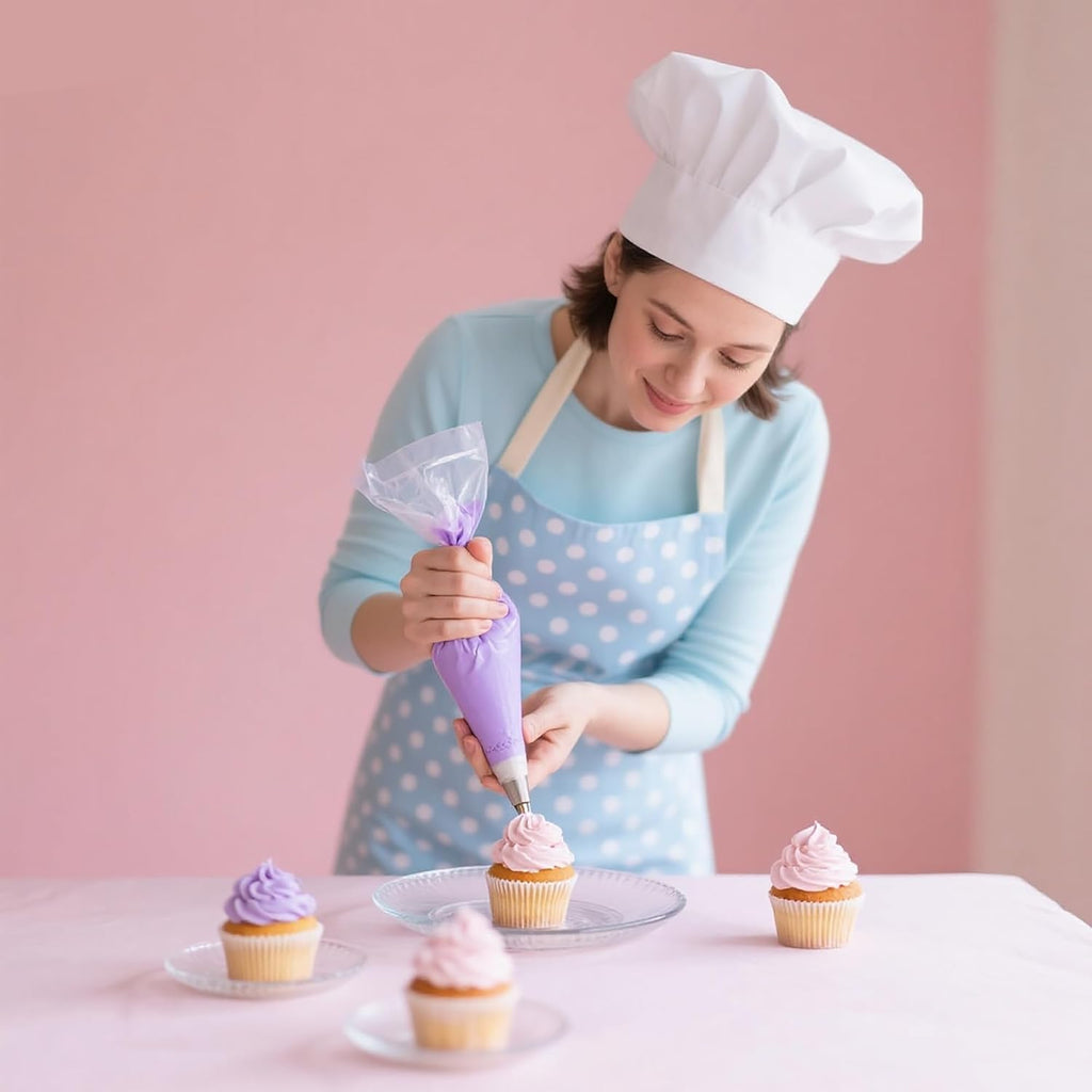 Skiennix Piping Bags and Tips Set - 100pcs Pastry Decorating Kit with 16 Tips & 3 Scrapers | 12 Inch