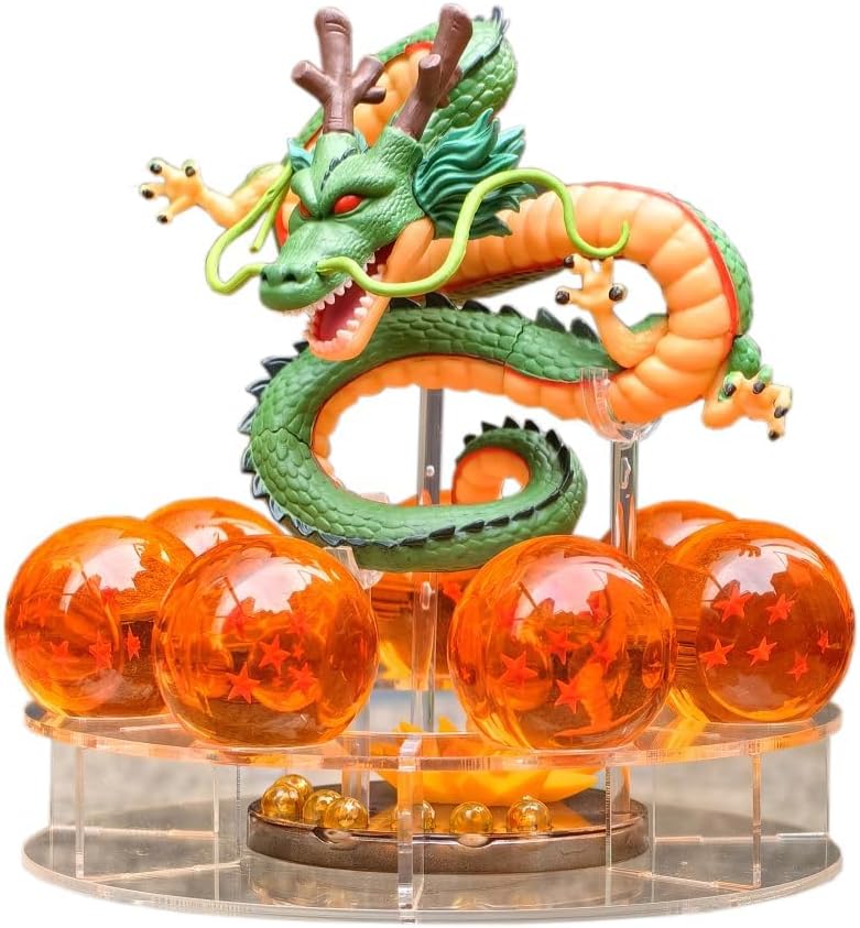 Shenron Figure Set by Resin | 3.5cm Dragon Statue with Crystal Balls & Gift Box for Holidays