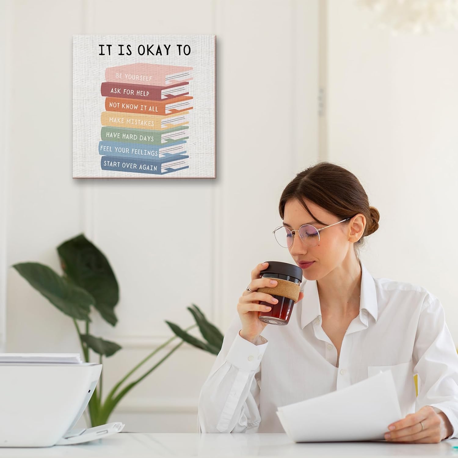 Skiennix Decorative Canvas Wall Art - Positive Affirmations Framed Prints for Home | 11.8x11.8 IN