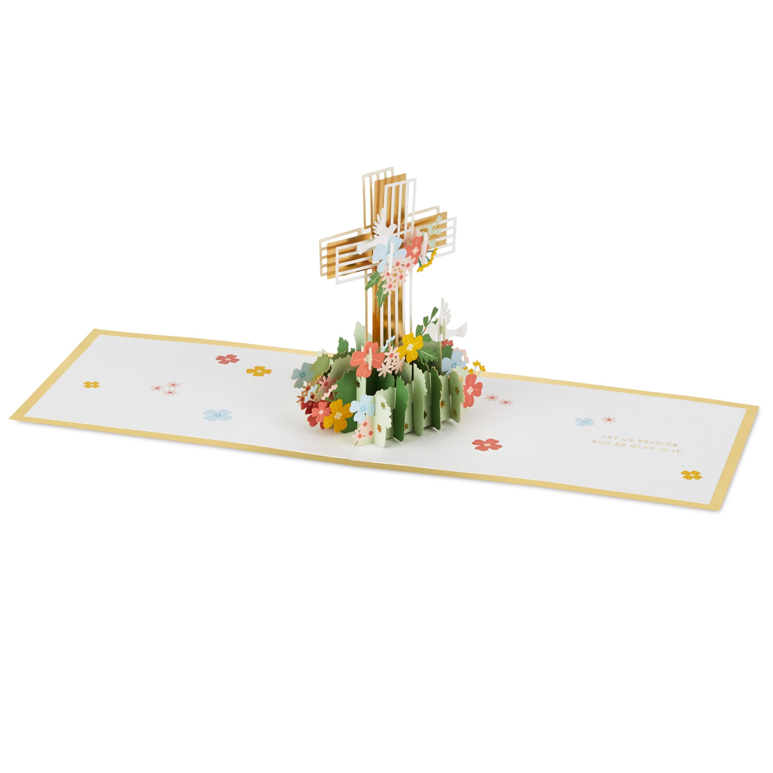 Hallmark Signature Paper Wonder Religious Pop Up Card (Cross with Flowers) for Birthdays, Baptisms, Confirmations