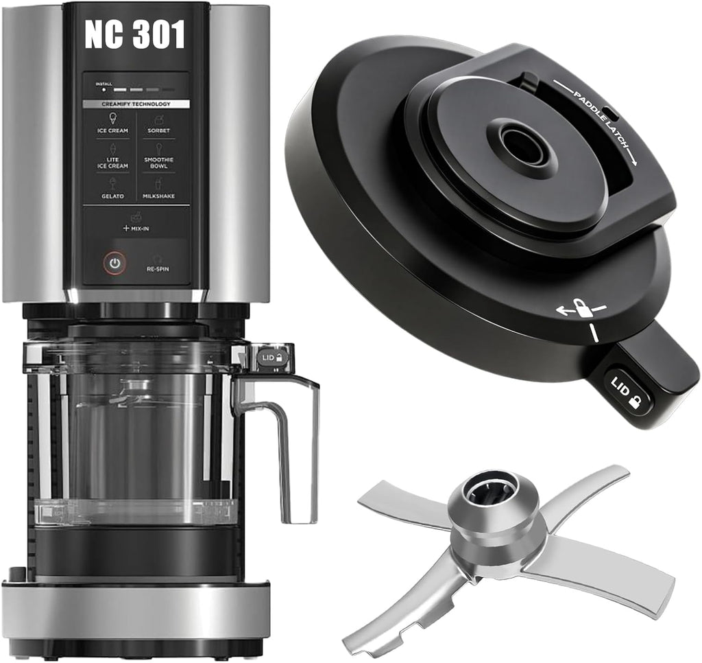 Ninja Creami Replacement Lid - Reusable Outer Bowl Lid with Paddle for NC299AMZ | NC301 | NC300 Series