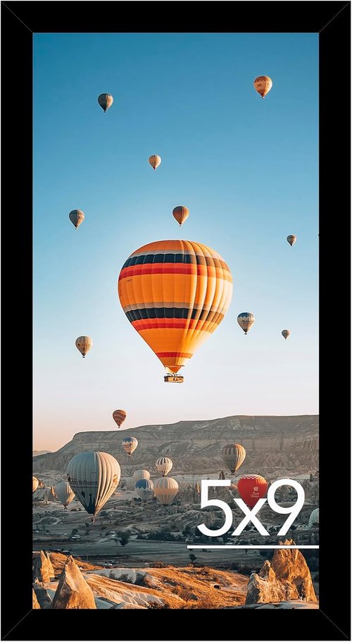 JCJMY 5x9 Black Picture Frame - Versatile Wall & Tabletop Display with Shatter-Resistant Plexiglass