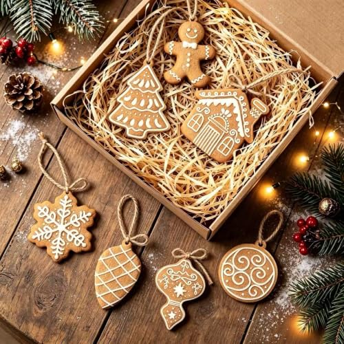 12 Pcs Gingerbread Christmas Ornaments Set - Holiday Tree Decorations