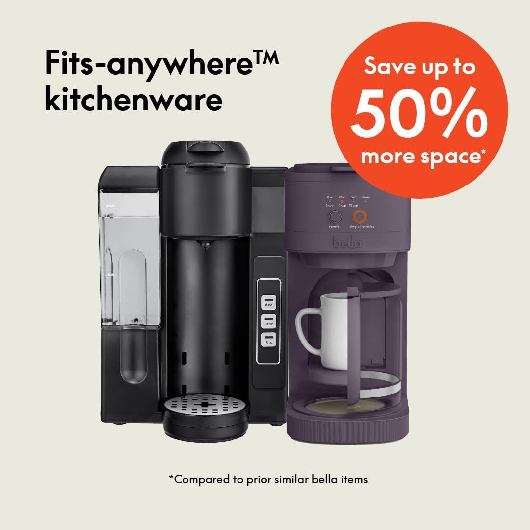 BELLA VersaBrew Coffee Maker - 2-in-1 K-Cup Compatible with Iced Coffee Function | 60oz Tank, Plum