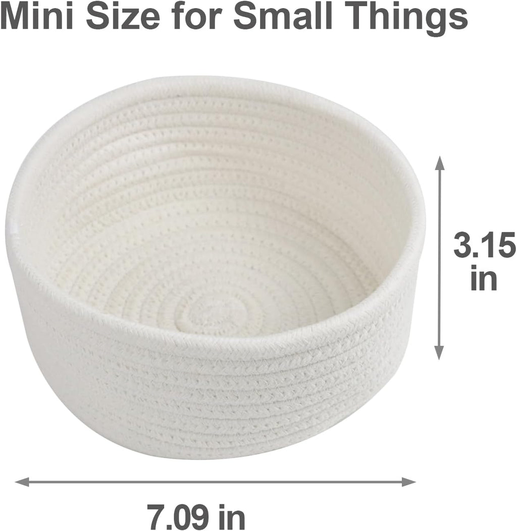 Small Woven Baskets Set by [Brand Name] - Cute Cotton Rope Organizing Bins for Nursery & Bathroom