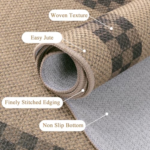 U'Artlines 2'x3' Checkered Indoor Door Mat, Washable Non-Slip Entryway Rug