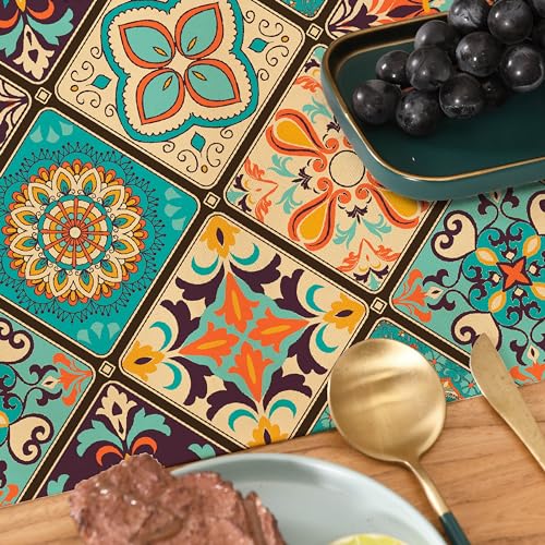 Boho Bohemian Table Runner - Vintage Seasonal Design, 13 x 36 Inches - Bohemian B