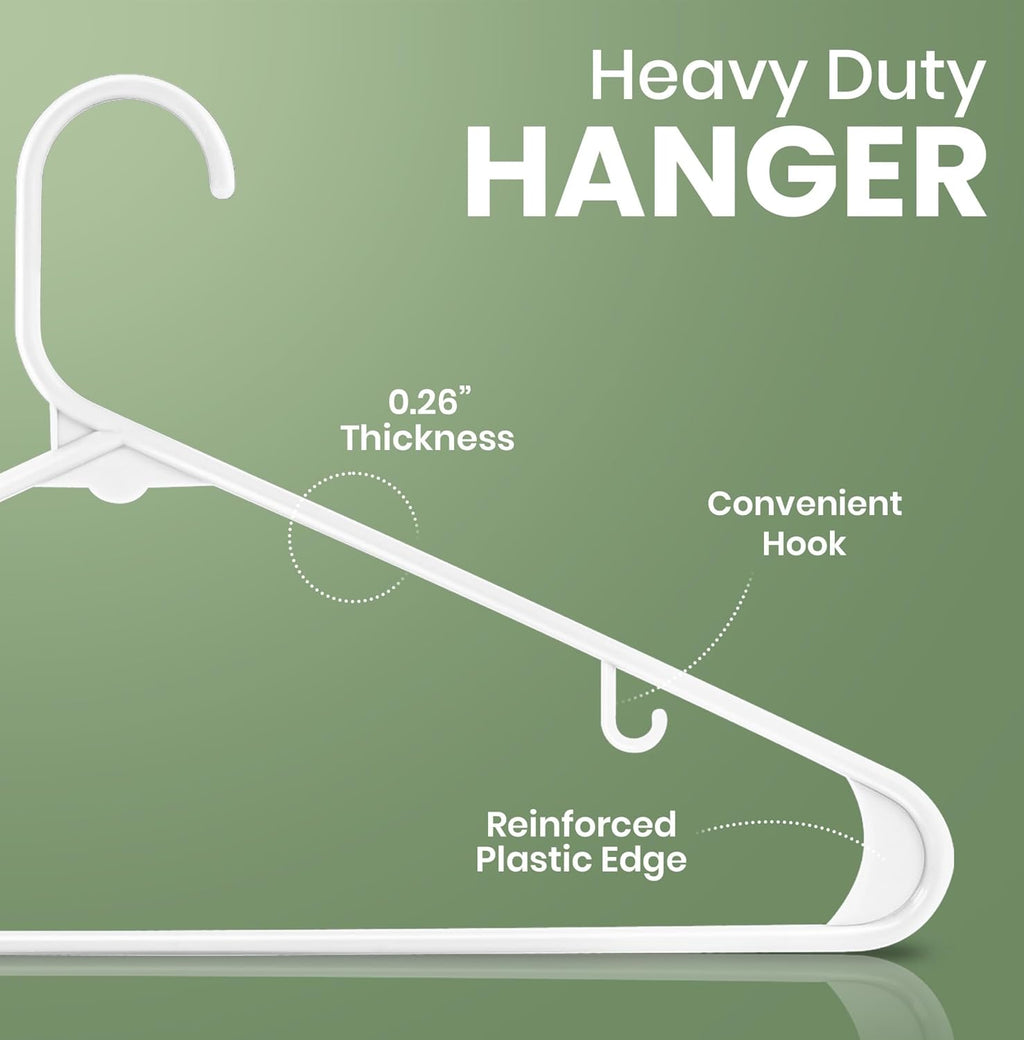 Utopia Home Plastic Hangers - Durable Space-Saving Closet Organizers - 50 Pack in White for Shirts, Pants & Coats