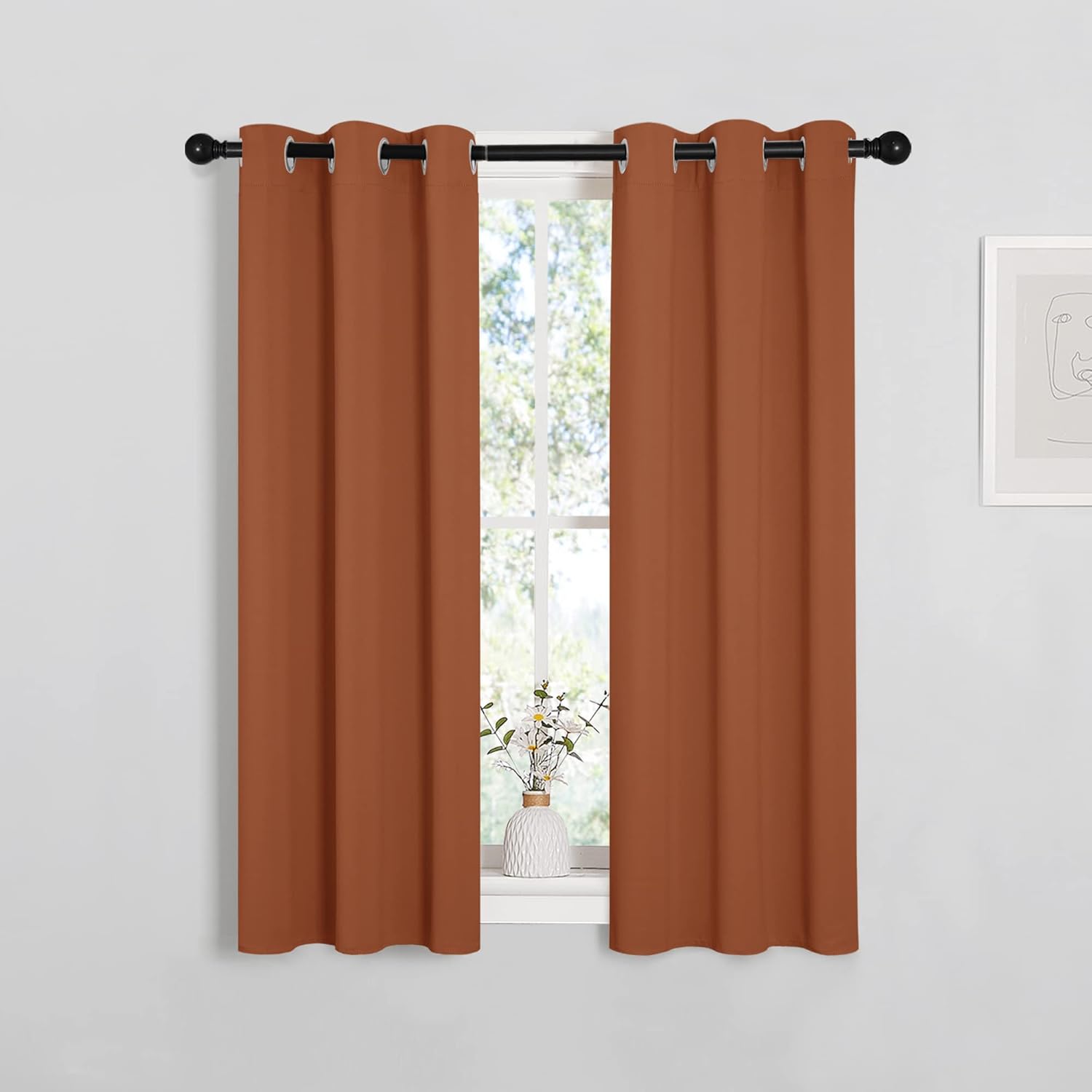 NICETOWN Burnt Orange Blackout Curtains - Thermal Insulated Drapes, 1 Pair, 29 x 40 Inches