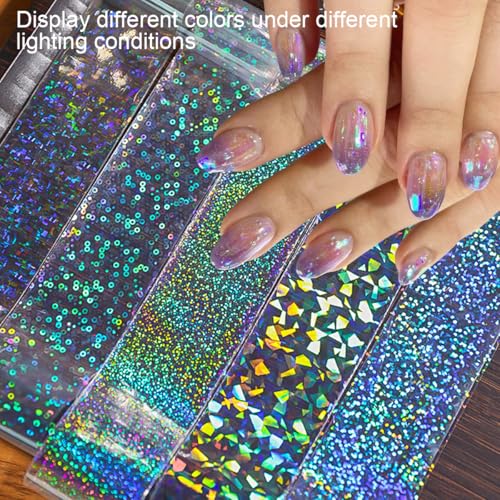OSTTMA 10PCS Aurora Nail Foil Transfer Stickers Holographic Mermaid Design
