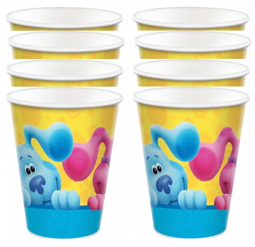 Amscan Blue's Clues Birthday Baby Shower Party Supplies Bundle includes 16 Paper Cups and 1 Dinosaur Sticker Sheet
