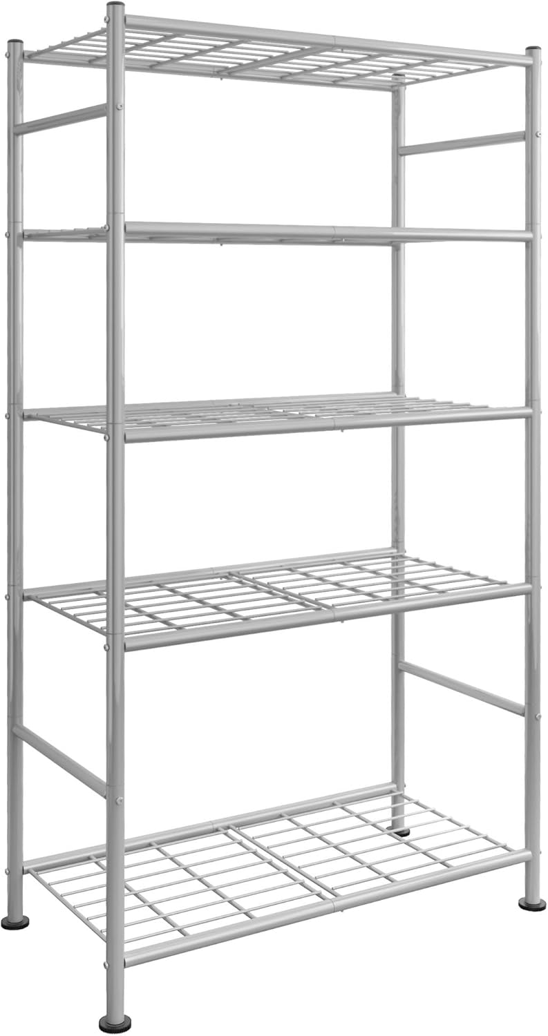 Sakugi 5-Tier Storage Shelves - Heavy-Duty Metal Organizer for Garage, Pantry & Closet | 33"W x 12.6"D x 72"H, Silver