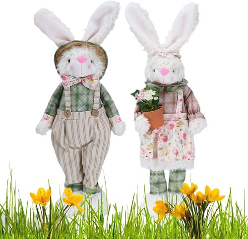 LYFJMUS Easter Bunny Decorations - 30-Inch Large Standing Rabbit Statues for Spring Home Decor | 2 Pack
