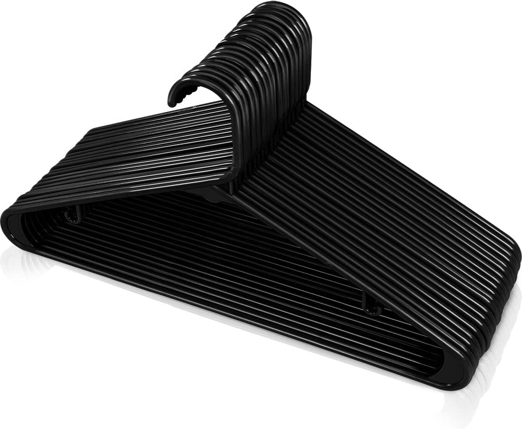 Utopia Home Plastic Hangers - Durable Space-Saving Clothes Organizer - 20 Pack for Shirts, Pants & Coats (Black)
