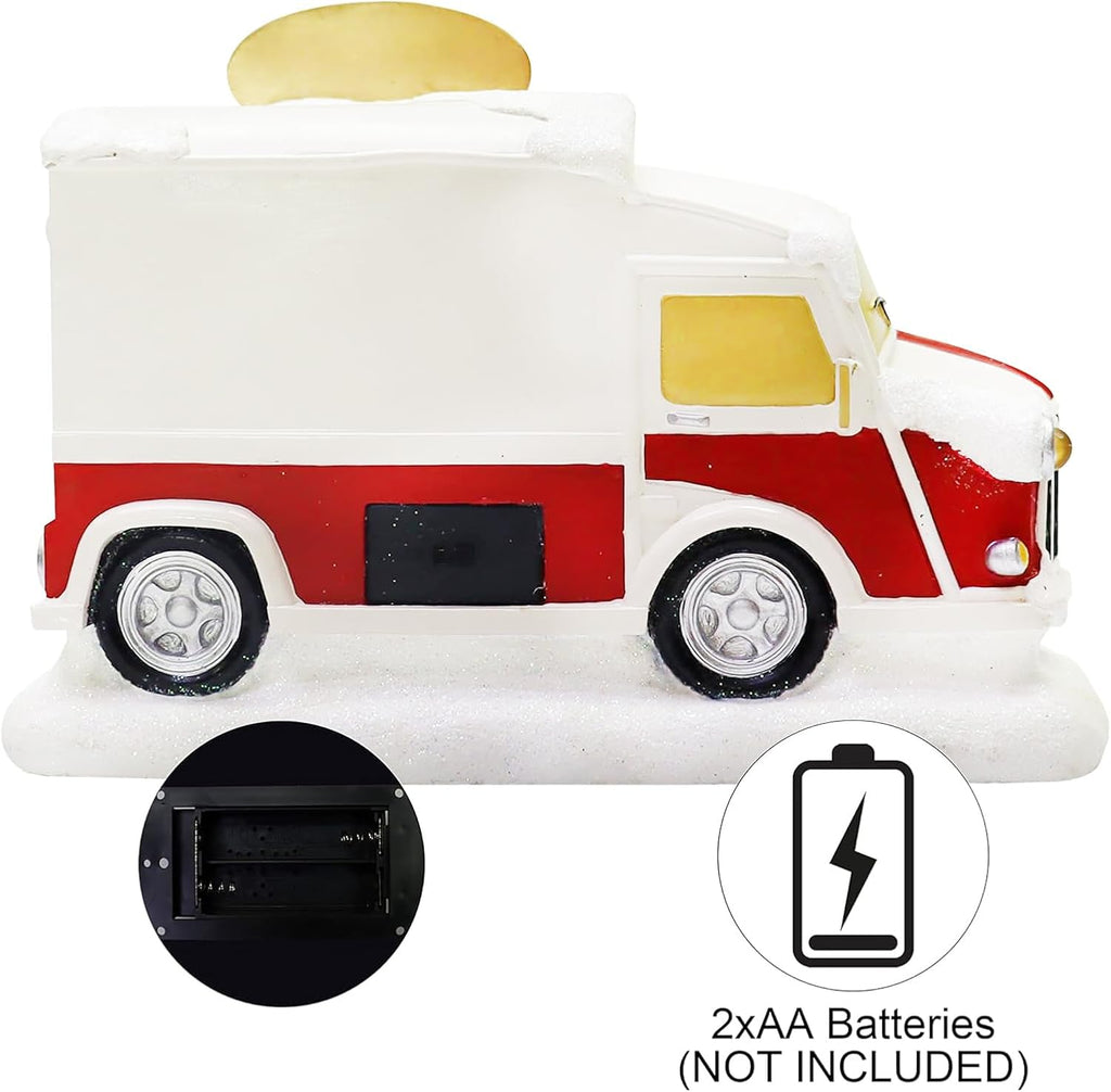 Moments In Time Christmas Village Lighted LED Food Truck Scene - Hand-Painted Holiday Décor