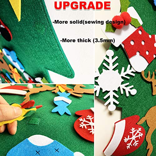 DIY Felt Christmas Tree for Toddlers with 34 Detachable Ornaments - Wall Hanging Holiday Decoration
