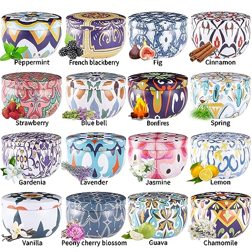 16 Pack Scented Soy Candles Set - Aromatherapy Travel Tin Candles for Home & Relaxation