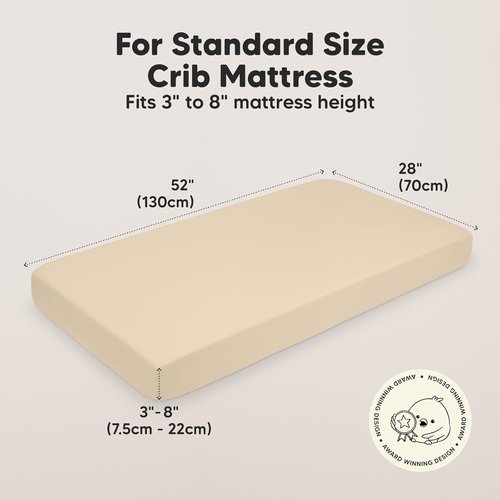 KeaBabies Baby Crib Sheets - 2-Pack Soft & Cozy Viscose Bamboo Fitted Mattress Covers | 52x28 Khaki