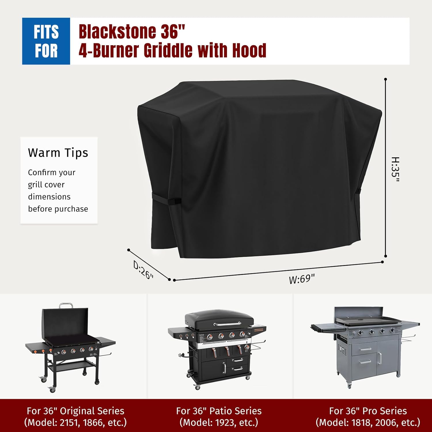 SHINESTAR Griddle Cover - Heavy Duty Waterproof & UV-Resistant for 36 Inch Blackstone Grill