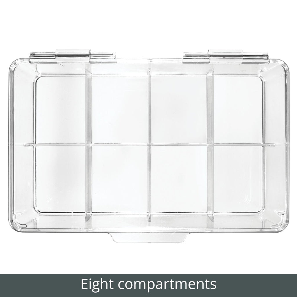 mDesign Tea Bag Single Serve Pouch Divided Box Holder Organizer, Clear