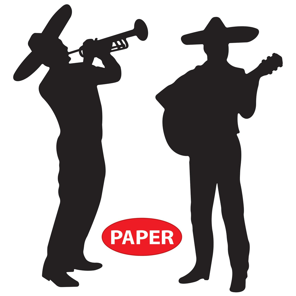 Beistle Mariachi Band Silhouettes, Set of 4- Fiesta Party Decor Props for Mexican Theme Celebrations, Musician Wall Art, and Cinco de Mayo and Taco Tuesday Decorations