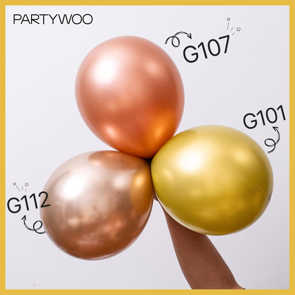 PartyWoo Black and Gold Balloon Arch Kit - 140pcs in Various Sizes for Birthday, Graduation & Events