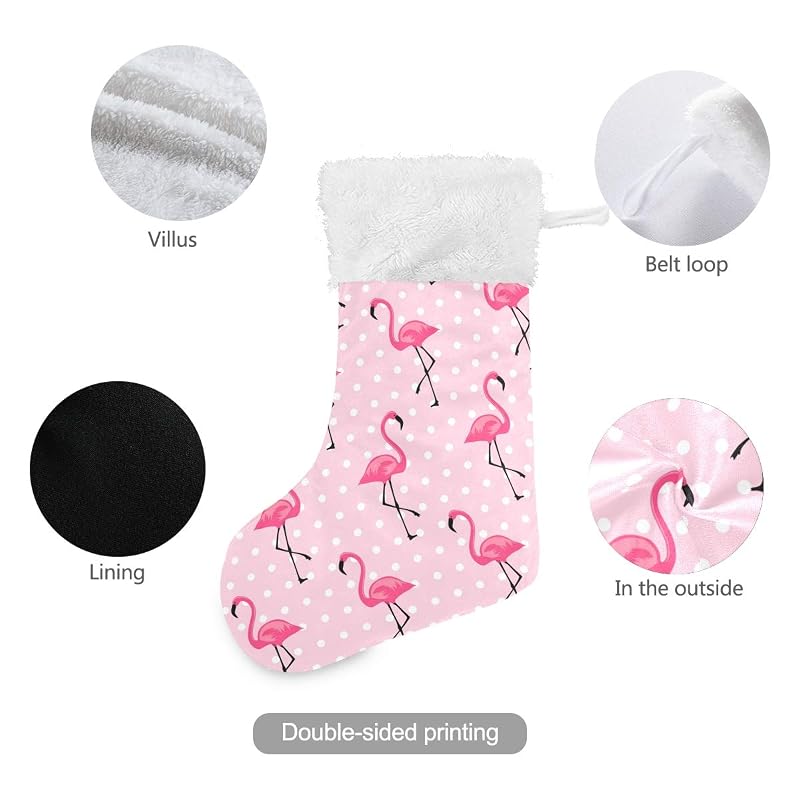 Stocking 17.7 Inch White Dots Flamingo Christmas Stocking - 1 Pack, Blueangle